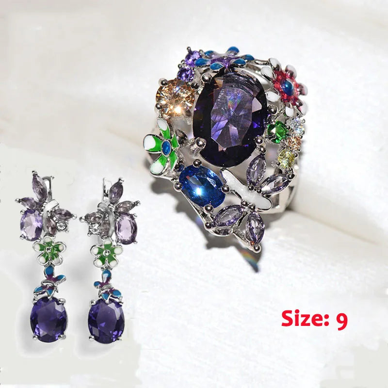 Earrings and ring bridal set with Size 9 label